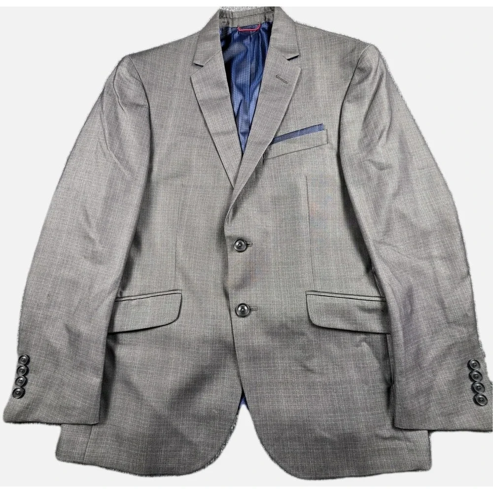 Billy London Sport Coat Blazer Men's 38 S‎ Gray Blue Lining Suit Jacket 2 Button